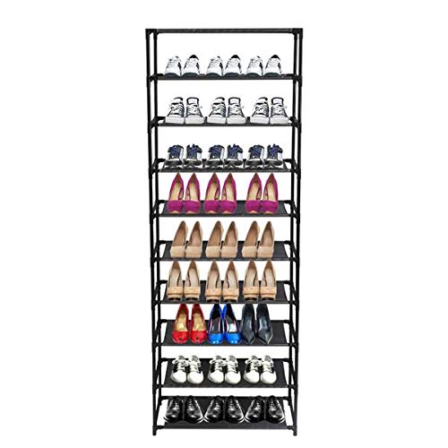 HopeHope Shoe Rack for 30 Pair Wall Bench Shelf Closet Organizer Storage Box Stand