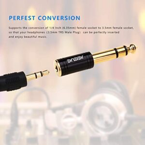 JEEUE 1/4" to 3.5mm Headphones Adapters, Upgrade 6.35mm(1/4") Male - 3.5mm Female Socket Stereo Pure Copper Jack Adaptor Bring You Professional Sound Black