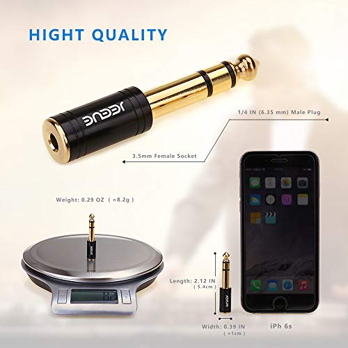 JEEUE 1/4" to 3.5mm Headphones Adapters, Upgrade 6.35mm(1/4") Male - 3.5mm Female Socket Stereo Pure Copper Jack Adaptor Bring You Professional Sound Black