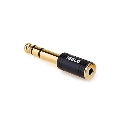 JEEUE 1/4" to 3.5mm Headphones Adapters, Upgrade 6.35mm(1/4") Male - 3.5mm Female Socket Stereo Pure Copper Jack Adaptor Bring You Professional Sound Black