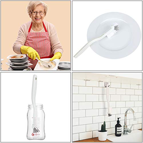 JIANYI Kitchen Scrub Brush, Right Angle Bottle Bathroom Brush for Sink Household Pot Pan Edge Corners Tile Lines Deep Cleaning with Stiff Bristles Ideas