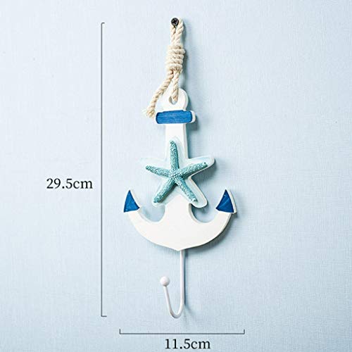 VORCOOL Convenient 1pc Wall Hook Coat Hook Clothes Hooks Hanger Wall Door Hanging Decorations Hook for Room Home Mediterranean Ocean Style (Sea Star Iron Anchor) Hook