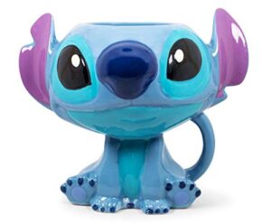 disney lilo & stitch 3d sculpted ceramic coffee mug | official kitchen accessories | collectible drinkware for home kitchen bar set | holds 15 ounces