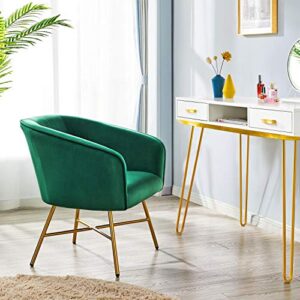 Yaheetech Accent Chair, Modern Velvet Living Room Chair with Mental Legs and Soft Padded, Comfy Side Chair for Bedroom/Office/Study/Waiting Room, Green