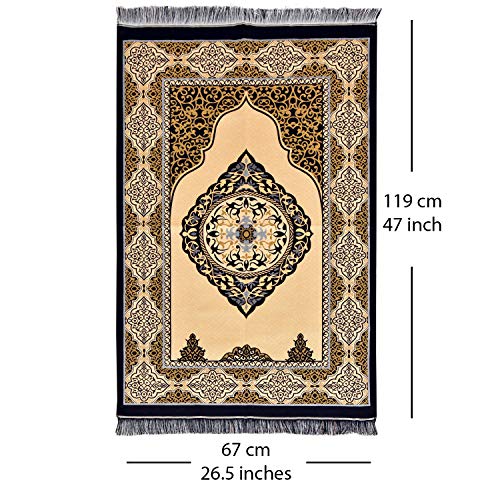 POLAT Muslim Prayer Rug in Kaaba Design Gift Box - Double Sided Prayer Mat Muslim for Men and Women - Perfect Ramadan Gifts - Special Turkish Design Portable Prayer Mat and Prayer Beads 99 (KaabaBox)