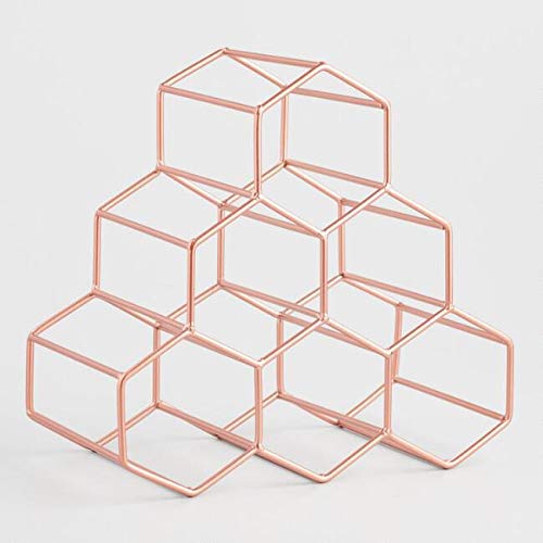 Charmed Hexagon 6 Bottle Wine Rack in Rose Gold