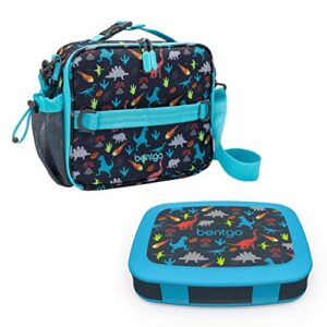 bentgo prints insulated lunch bag set with kids bento-style lunch box (dinosaur)