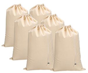 large laundry bag 6 pack 100% cotton canvas heavy duty laundry bag,laundry bag,laundry bags large,laundry hamper bags,durable & laundry carring solutions bags- natural cotton -size 24x36 inch natural