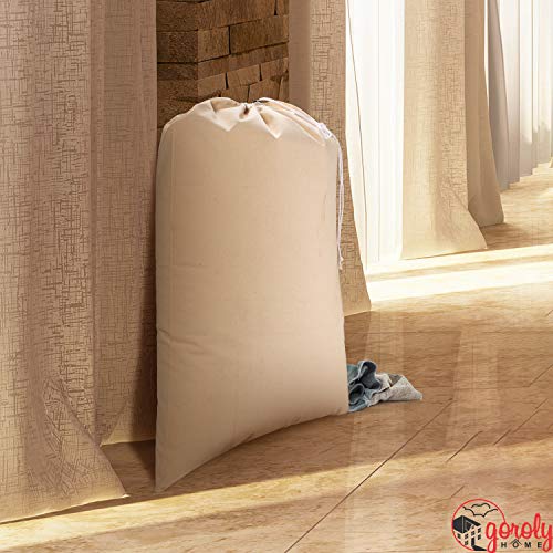 Large Laundry Bag 6 Pack 100% Cotton Canvas Heavy Duty Laundry Bag,Laundry Bag,Laundry Bags Large,Laundry hamper bags,Durable & Laundry Carring solutions Bags- Natural Cotton -Size 24x36 inch Natural