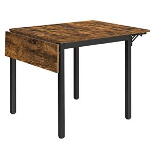 vasagle folding dining table, drop leaf extendable, for small spaces, seats 2-4 people, industrial, 33.3 x 30.7 x 30 inches,brown