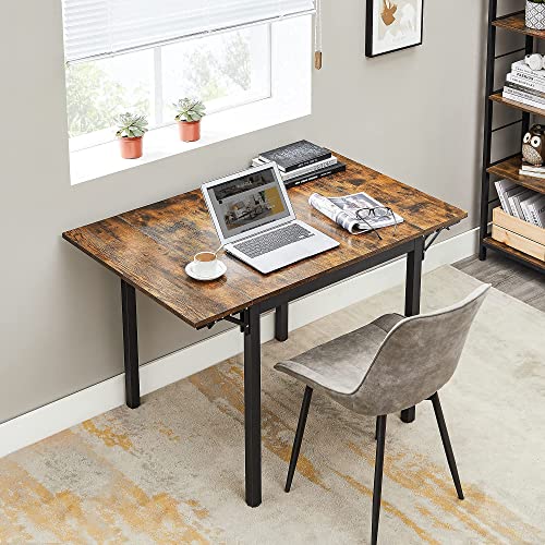 VASAGLE Folding Dining Table, Drop Leaf Extendable, for Small Spaces, Seats 2-4 People, Industrial, 33.3 x 30.7 x 30 Inches,Brown