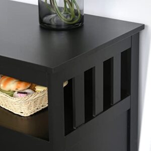 HOMCOM Sideboard Buffet Cabinet, Modern Kitchen Cabinet, Coffee Bar Cabinet with 2-Level Shelf and Open Compartment, Black