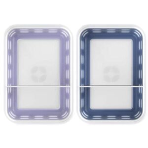 Ello Plastic Divided Container Food Storage Portion Control Set with Locking Leak-Proof Lids, 2 Set 4 Cup, Purple/Blue