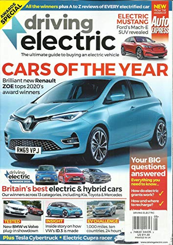 DRIVING ELECTRIC MAGAZINE, CARS OF THE YEAR JANUARY - MARCH, 2020 PRINTED UK