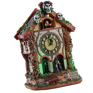 lemax collection halloween cursed cuckoo village with clock design | sound effect with volume control and power switch for all functions