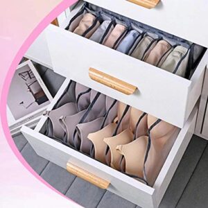 Foldable Underwear Storage Box, 3Pcs Set Organizer Drawer Divider Compartment, Nylon Divider Bra Socks Panty Storage Bag (Gray)
