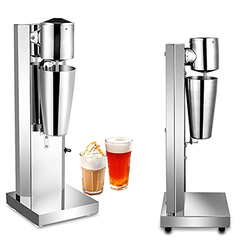 Milkshake Maker Machine Commercial Milk Shake Maker Mixer, Milkshake Machine Electric Drink Mixer, Single Head Milkshake Blender Stainless Steel Two-Speed 110V 180W 18000rmp (US Plug)