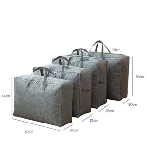 N / D Large-Capacity Storage Bag with Zipper and Handle, odorless, Waterproof, Moisture-Proof, Carrying Bag, Bed Storage Bag, Blanket, Clothes, Quilt, Pillow, Moving Bag. (105L 75L 50L) (Gray-3)