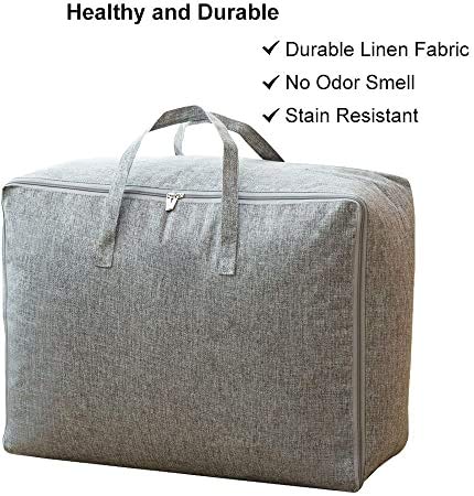 N / D Large-Capacity Storage Bag with Zipper and Handle, odorless, Waterproof, Moisture-Proof, Carrying Bag, Bed Storage Bag, Blanket, Clothes, Quilt, Pillow, Moving Bag. (105L 75L 50L) (Gray-3)