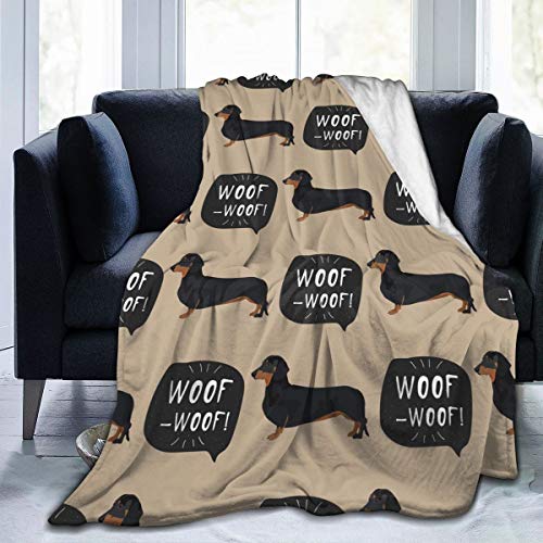 Waldeal Dachshund Dog Flannel Fleece Throw Blanket 60"x50" Lightweight Office Couch Sofa Bedroom for Kid Adults All Season