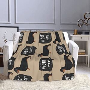 Waldeal Dachshund Dog Flannel Fleece Throw Blanket 60"x50" Lightweight Office Couch Sofa Bedroom for Kid Adults All Season