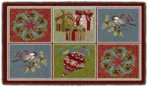 brumlow mills festive blocks washable christmas indoor or outdoor holiday rug for living or dining room, bedroom and kitchen area, 20x34, multicolor, ew20553-20x34bh