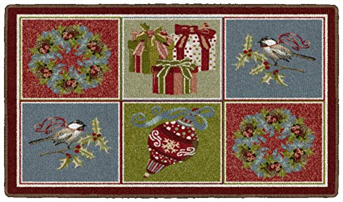 Brumlow MILLS Festive Blocks Washable Christmas Indoor or Outdoor Holiday Rug for Living or Dining Room, Bedroom and Kitchen Area, 20x34, Multicolor, EW20553-20X34BH