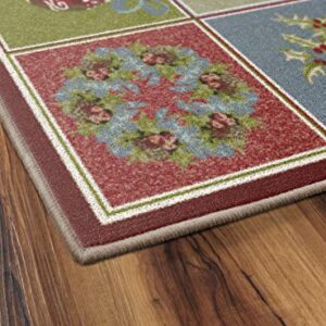 Brumlow MILLS Festive Blocks Washable Christmas Indoor or Outdoor Holiday Rug for Living or Dining Room, Bedroom and Kitchen Area, 20x34, Multicolor, EW20553-20X34BH