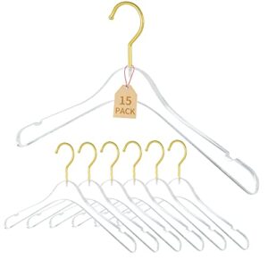 15 pack acrylic hangers clear and gold hangers premium quality clear acrylic clothes hangers clothing standard hangers