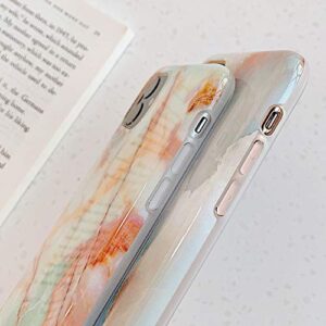 J.west iPhone XR Case 6.1-inch, Luxury Grey Marble Design Graphics Stone Pattern Ultra Slim Thin Flexible Bumper Soft Rubber TPU Silicone Protective Phone Case Cover for Girls Womens Agate Slice