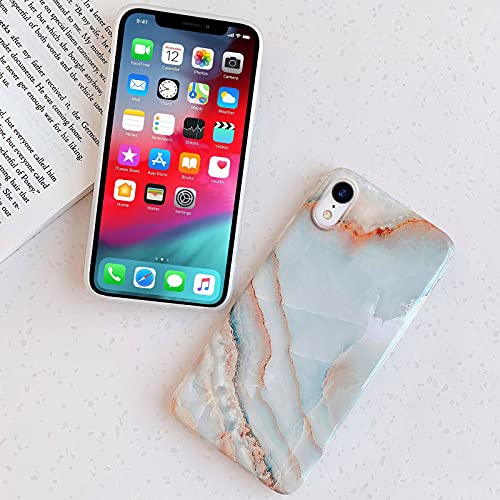 J.west iPhone XR Case 6.1-inch, Luxury Grey Marble Design Graphics Stone Pattern Ultra Slim Thin Flexible Bumper Soft Rubber TPU Silicone Protective Phone Case Cover for Girls Womens Agate Slice