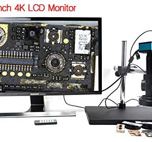 HAYEAR 4K HDMI Microscope Camera Kit for Industry Lab PCB USB Output TF Card Video Recorder +180X C-Mount Lens + Big Stereo Stand +144 LED Light