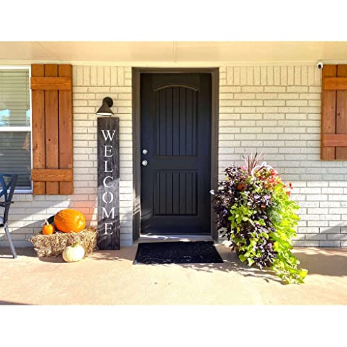 BarnwoodUSA | Farmhouse Rustic Welcome Sign for Front Porch | 5ft Front Door Décor | Vertical Barnwood Welcome Sign | Antique Outdoor Standing Sign | Sturdy | Smoky Black