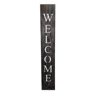 BarnwoodUSA | Farmhouse Rustic Welcome Sign for Front Porch | 5ft Front Door Décor | Vertical Barnwood Welcome Sign | Antique Outdoor Standing Sign | Sturdy | Smoky Black