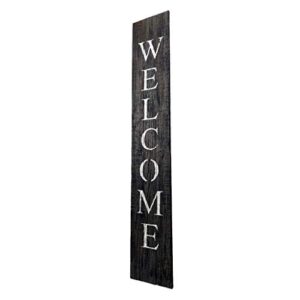 BarnwoodUSA | Farmhouse Rustic Welcome Sign for Front Porch | 5ft Front Door Décor | Vertical Barnwood Welcome Sign | Antique Outdoor Standing Sign | Sturdy | Smoky Black