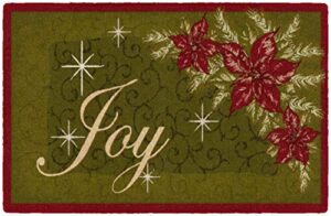 brumlow mills poinsettia joy holidays washable festive floral indoor or outdoor christmas rug for living or dining room, bedroom and kitchen area, 30" x46" , green