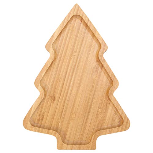 PRETYZOOM Wooden Appetizer Tray Christmas Tree Shaped Sushi Serving Tray Japanese Sashimi Plate Snack Dessert Candy Dish for Restaurant Home (11"x7.86")