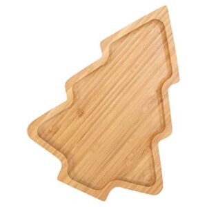 PRETYZOOM Wooden Appetizer Tray Christmas Tree Shaped Sushi Serving Tray Japanese Sashimi Plate Snack Dessert Candy Dish for Restaurant Home (11"x7.86")