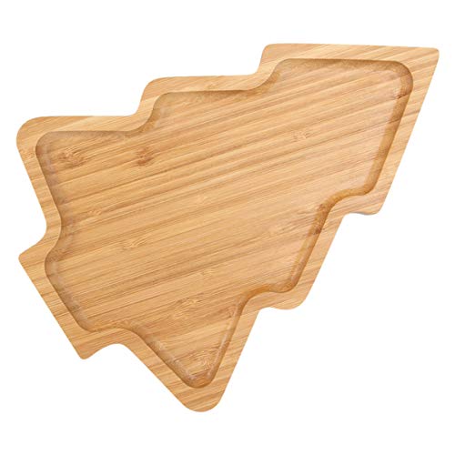 PRETYZOOM Wooden Appetizer Tray Christmas Tree Shaped Sushi Serving Tray Japanese Sashimi Plate Snack Dessert Candy Dish for Restaurant Home (11"x7.86")