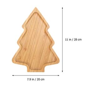 PRETYZOOM Wooden Appetizer Tray Christmas Tree Shaped Sushi Serving Tray Japanese Sashimi Plate Snack Dessert Candy Dish for Restaurant Home (11"x7.86")