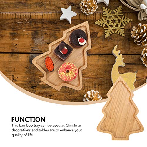 PRETYZOOM Wooden Appetizer Tray Christmas Tree Shaped Sushi Serving Tray Japanese Sashimi Plate Snack Dessert Candy Dish for Restaurant Home (11"x7.86")