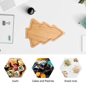 PRETYZOOM Wooden Appetizer Tray Christmas Tree Shaped Sushi Serving Tray Japanese Sashimi Plate Snack Dessert Candy Dish for Restaurant Home (11"x7.86")