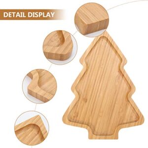 PRETYZOOM Wooden Appetizer Tray Christmas Tree Shaped Sushi Serving Tray Japanese Sashimi Plate Snack Dessert Candy Dish for Restaurant Home (11"x7.86")