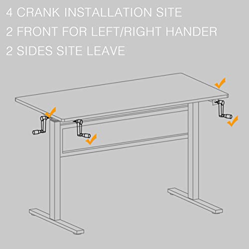 SDADI Crank Adjustable Height Standing Desk - Sit to Stand up Desk, Home Office Desk Computer Workstation, Black Frame/Black Top