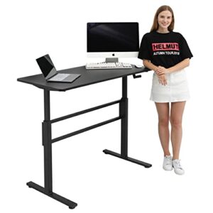 SDADI Crank Adjustable Height Standing Desk - Sit to Stand up Desk, Home Office Desk Computer Workstation, Black Frame/Black Top