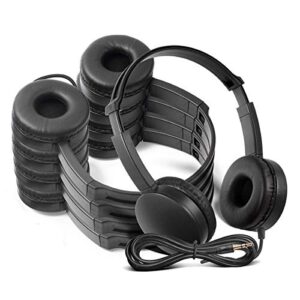 kaysent school headphones for classroom students - (khpc-12b) 12 packs black color kids' headphones for school, library, computers, children and adult(no microphone)
