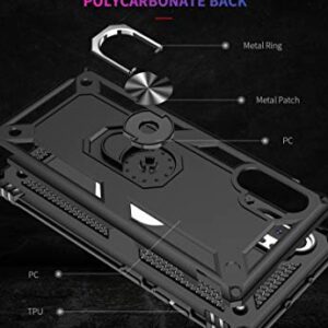 Androgate for Samsung Galaxy Note 10 Plus Case, Note10+ Case with HD Screen Protectors, Military-Grade Metal Ring Holder Stand Drop Tested Shockproof Cover Case for Samsung Note 10+/ 5G Black