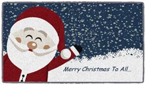 brumlow mills merry christmas to all washable festive happy santa indoor or outdoor holiday rug for living or dining room, bedroom and kitchen area, 20" x 34", navy