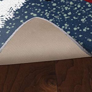 Brumlow MILLS Merry Christmas to All Washable Festive Happy Santa Indoor or Outdoor Holiday Rug for Living or Dining Room, Bedroom and Kitchen Area, 20" x 34", Navy