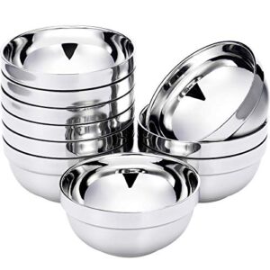 satinior 10 pack 21 oz stainless steel bowls double walled insulated soup bowls multipurpose rice ice cream kids snacks (15 oz)